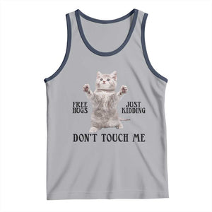Free Hugs Do Not Touch Me Tank Top Funny Cat Meme TS12 Athletic Heather Navy Print Your Wear
