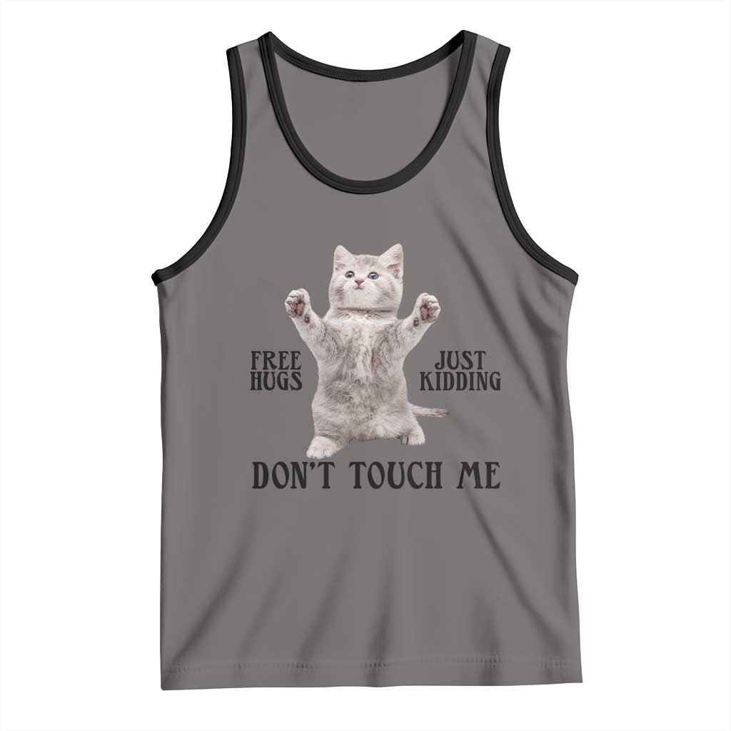 Free Hugs Do Not Touch Me Tank Top Funny Cat Meme TS12 Deep Heather Black Print Your Wear