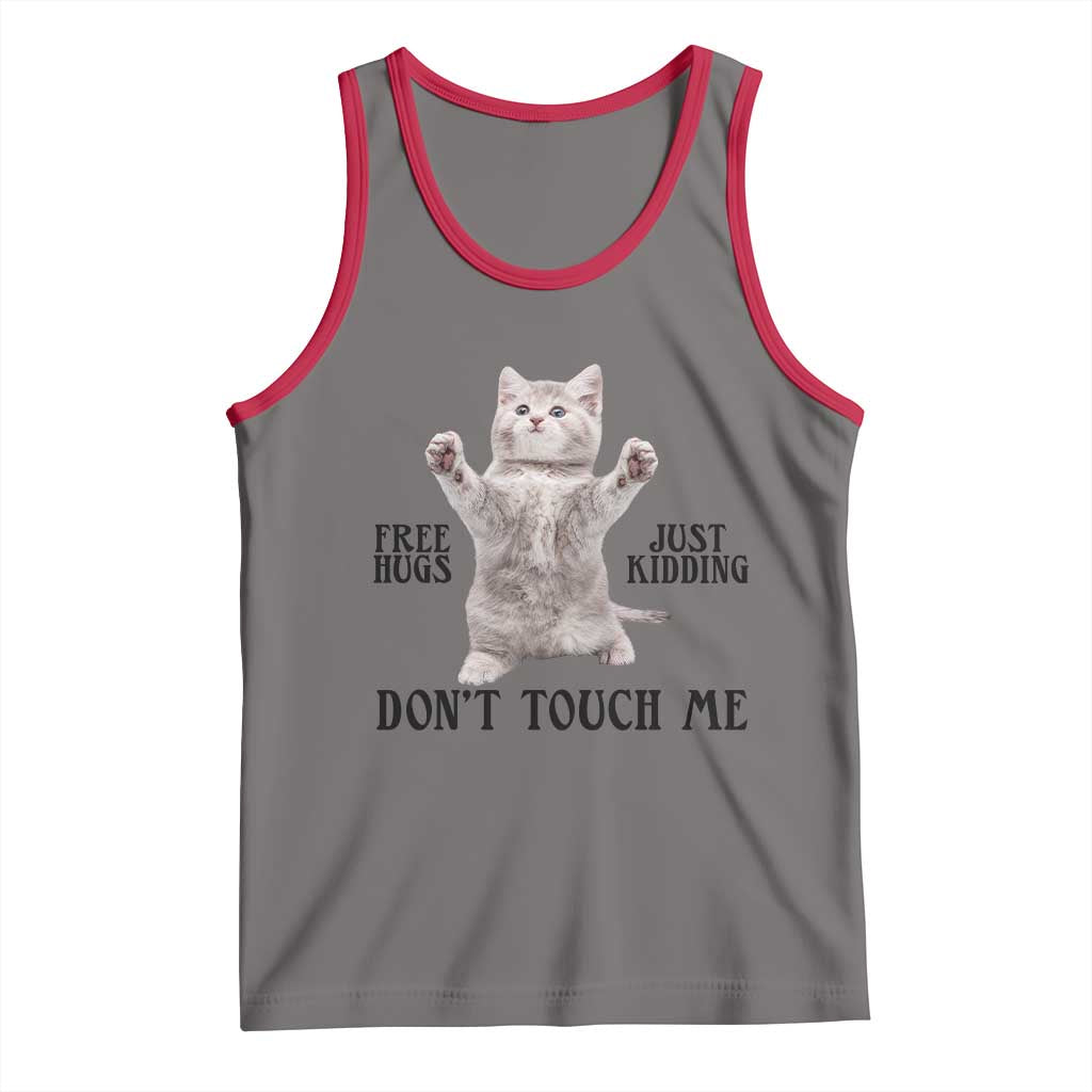 Free Hugs Do Not Touch Me Tank Top Funny Cat Meme TS12 Deep Heather Red Print Your Wear