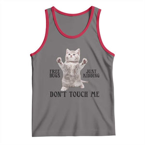 Free Hugs Do Not Touch Me Tank Top Funny Cat Meme TS12 Deep Heather Red Print Your Wear