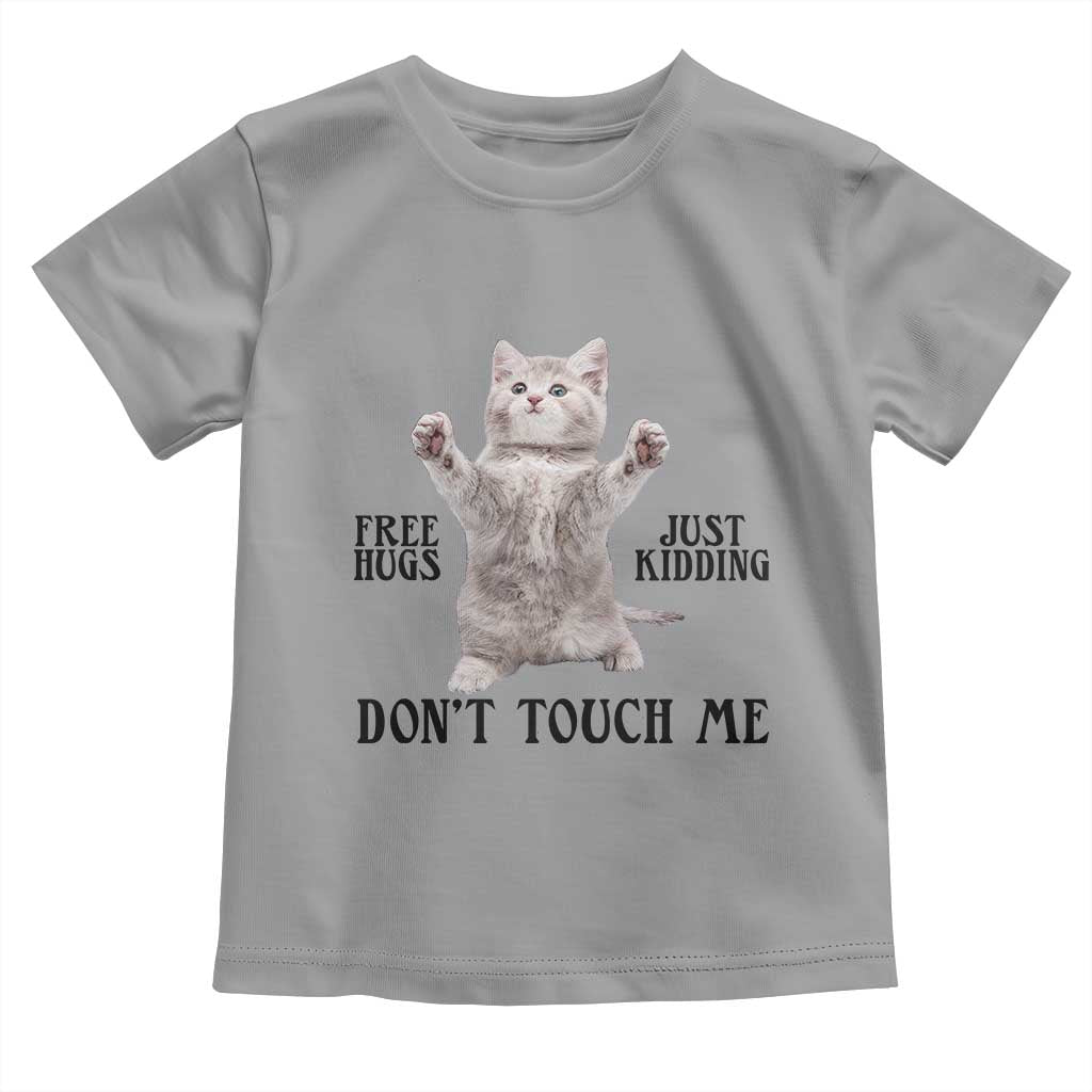 Free Hugs Do Not Touch Me Toddler T Shirt Funny Cat Meme TS12 Sport Gray Print Your Wear