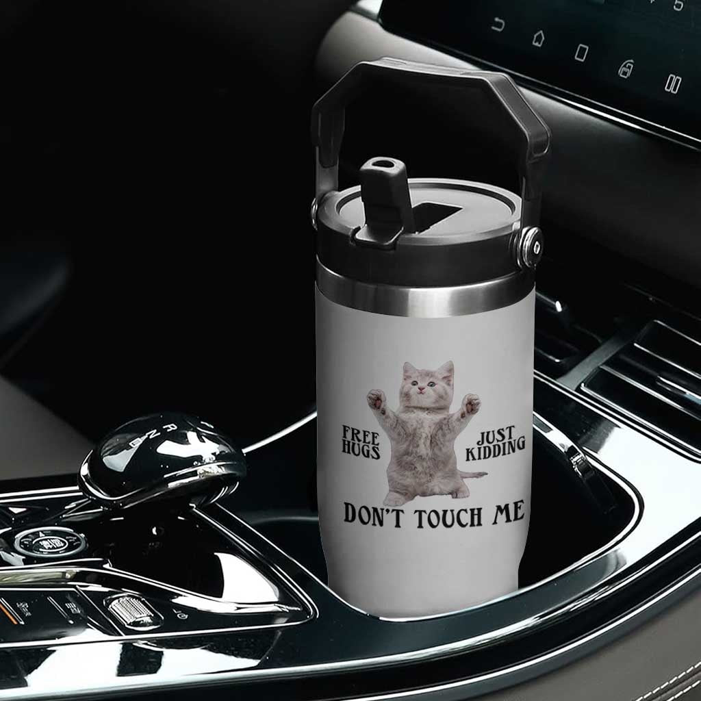 Free Hugs Do Not Touch Me Flip Straw Tumbler Funny Cat Meme TS12 Print Your Wear