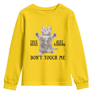 Free Hugs Do Not Touch Me Youth Sweatshirt Funny Cat Meme TS12 Daisy Print Your Wear