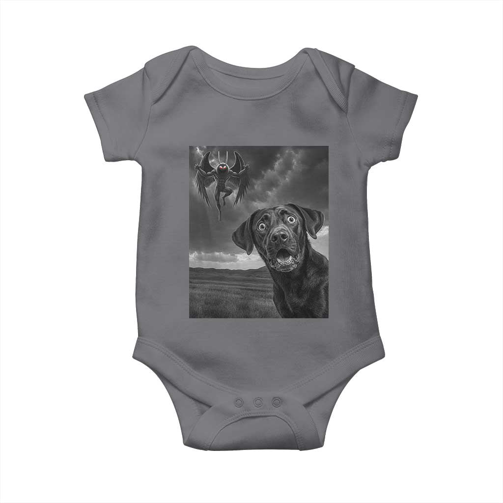 Funny Labrador Selfie With Mothman Baby Onesie Cryptid Gift TS12 Charcoal Print Your Wear