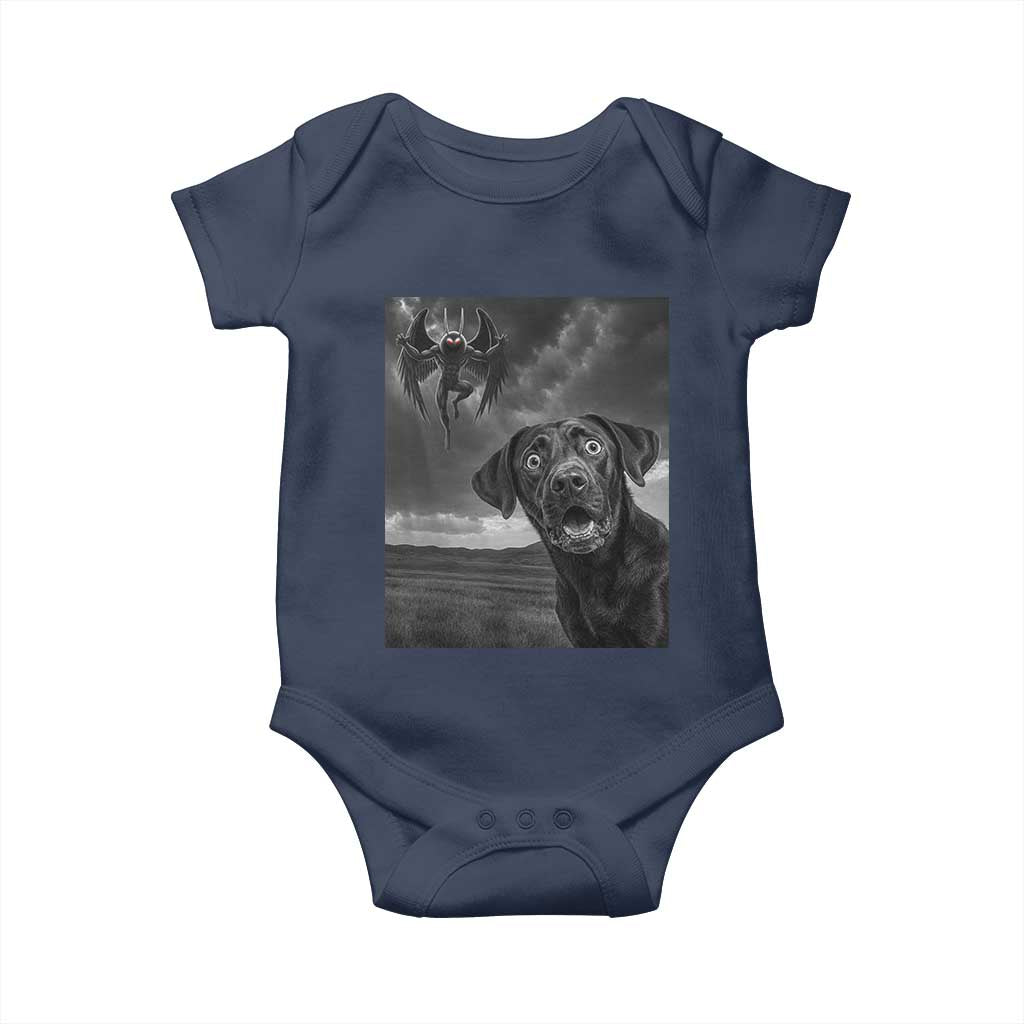 Funny Labrador Selfie With Mothman Baby Onesie Cryptid Gift TS12 Navy Print Your Wear