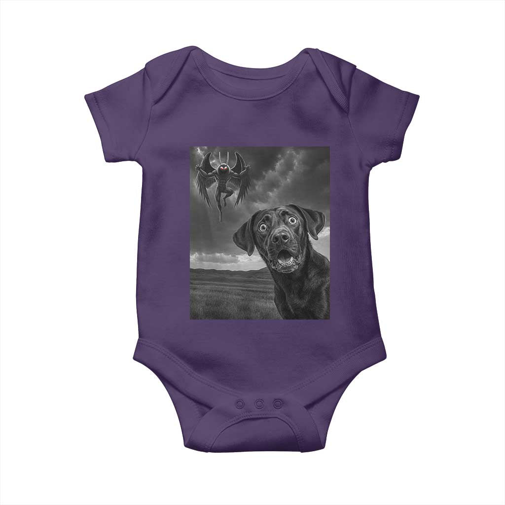 Funny Labrador Selfie With Mothman Baby Onesie Cryptid Gift TS12 Purple Print Your Wear