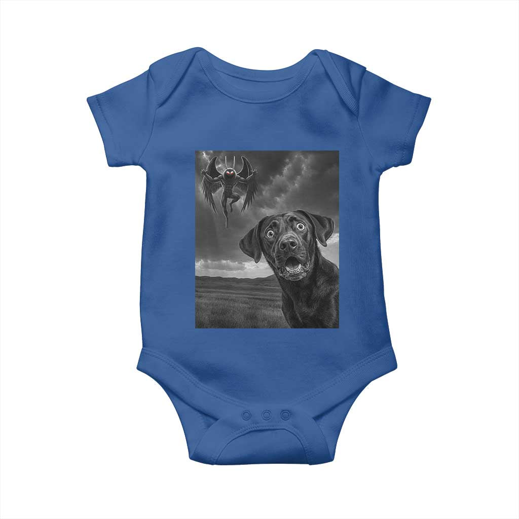 Funny Labrador Selfie With Mothman Baby Onesie Cryptid Gift TS12 Royal Blue Print Your Wear