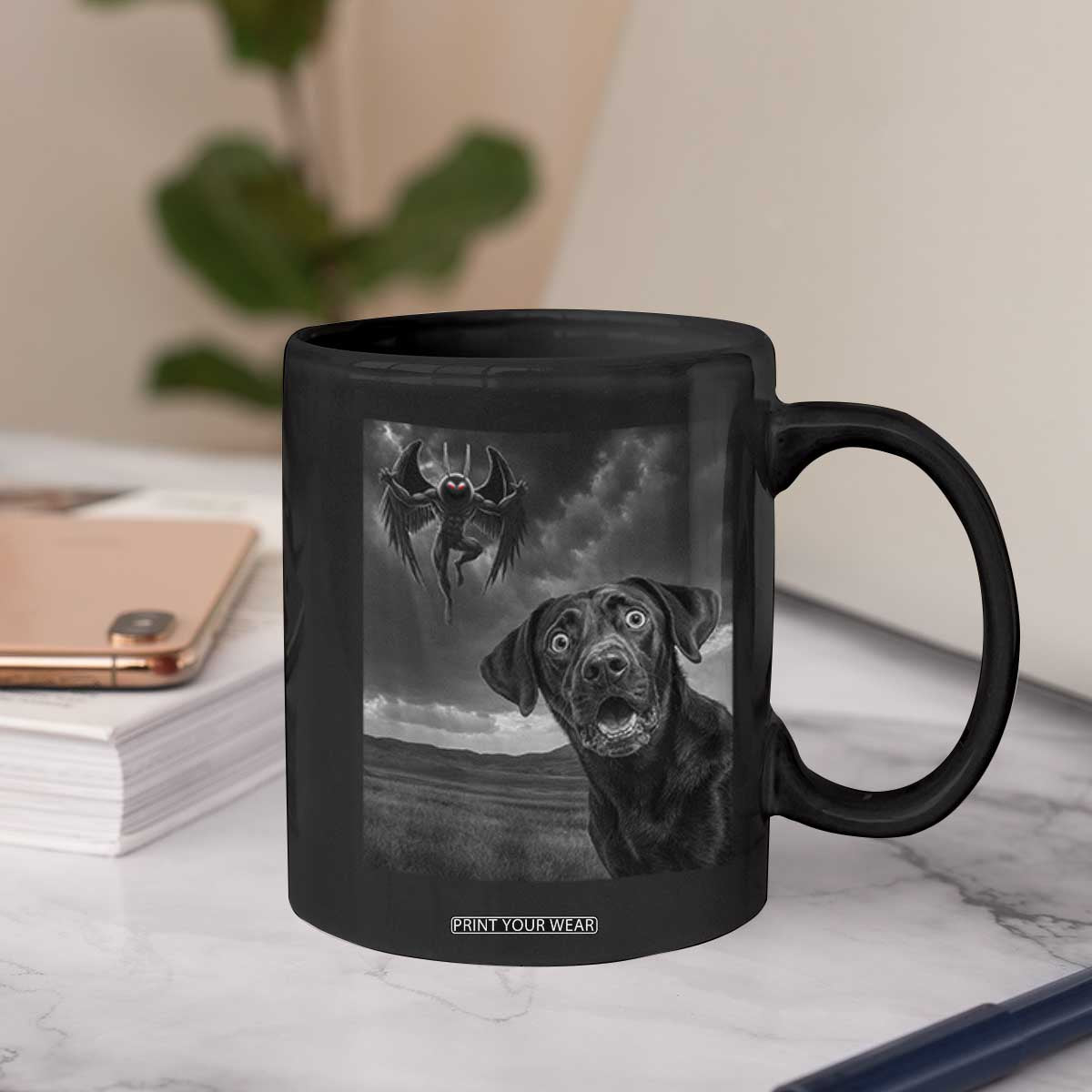 Funny Labrador Selfie With Mothman Coffee Mug Cryptid Gift TS12 Print Your Wear