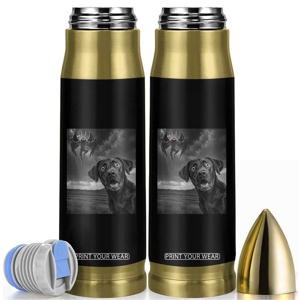 Funny Labrador Selfie With Mothman Bullet Tumbler Cryptid Gift TS12 Black Print Your Wear
