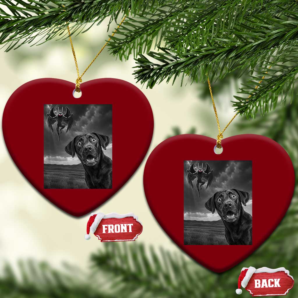 Funny Labrador Selfie With Mothman Ceramic Ornament Cryptid Gift TS12 Print Your Wear