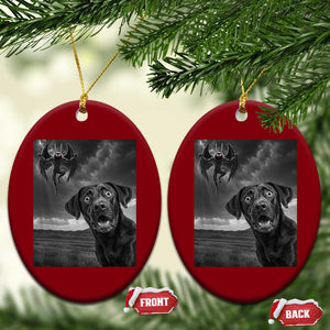 Funny Labrador Selfie With Mothman Ceramic Ornament Cryptid Gift TS12 Print Your Wear