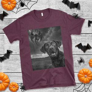 Funny Labrador Selfie With Mothman T Shirt Cryptid Gift TS12 Maroon Print Your Wear