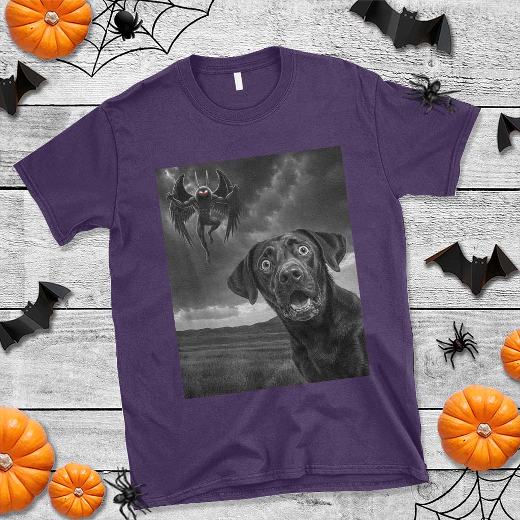 Funny Labrador Selfie With Mothman T Shirt Cryptid Gift TS12 Purple Print Your Wear