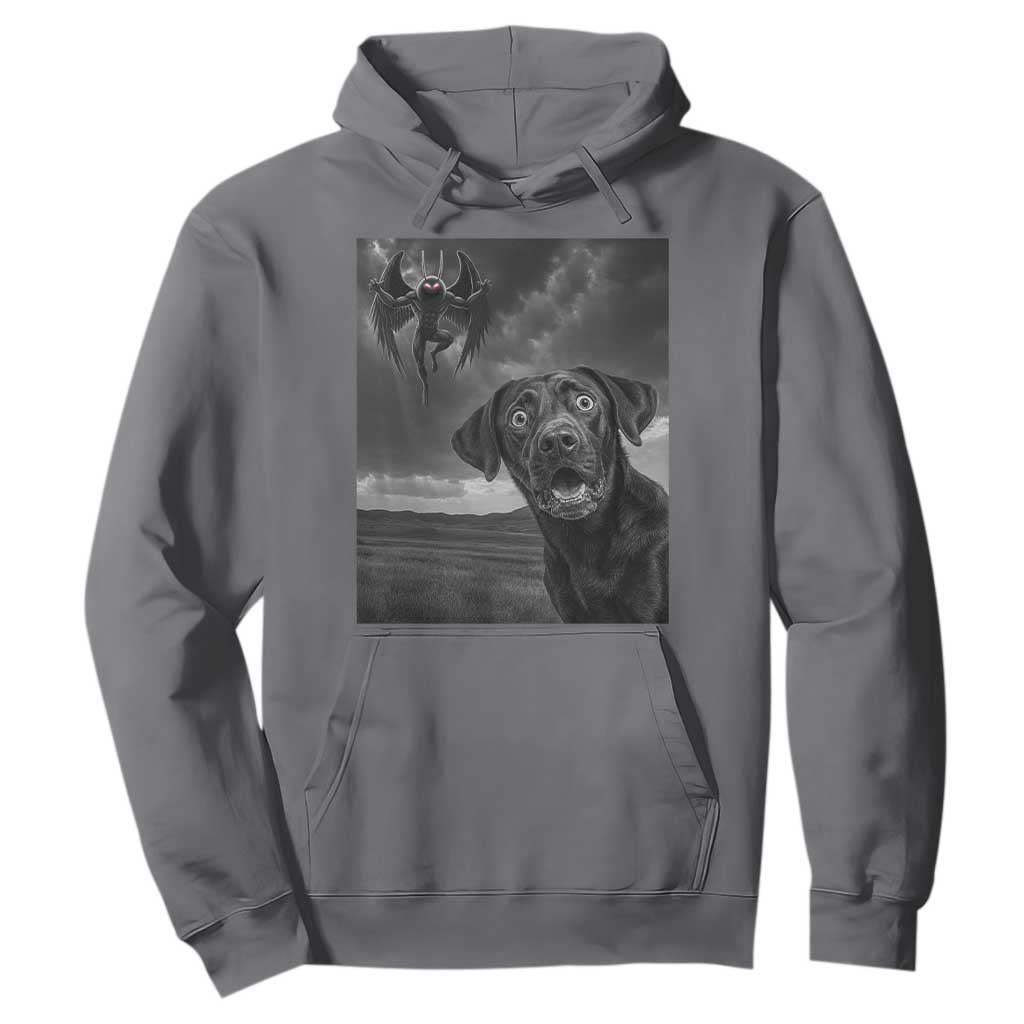 Funny Labrador Selfie With Mothman Hoodie Cryptid Gift TS12 Charcoal Print Your Wear