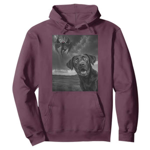 Funny Labrador Selfie With Mothman Hoodie Cryptid Gift TS12 Maroon Print Your Wear