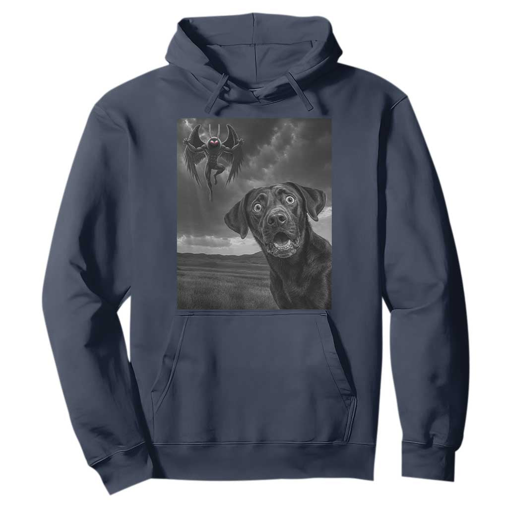 Funny Labrador Selfie With Mothman Hoodie Cryptid Gift TS12 Navy Print Your Wear