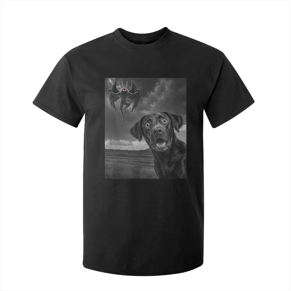 Funny Labrador Selfie With Mothman T Shirt For Kid Cryptid Gift TS12 Black Print Your Wear