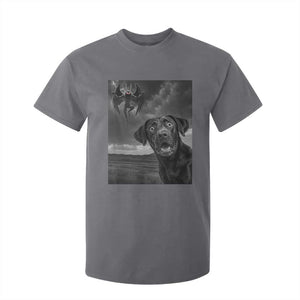 Funny Labrador Selfie With Mothman T Shirt For Kid Cryptid Gift TS12 Charcoal Print Your Wear
