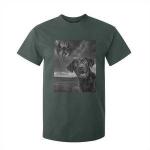 Funny Labrador Selfie With Mothman T Shirt For Kid Cryptid Gift TS12 Dark Forest Green Print Your Wear