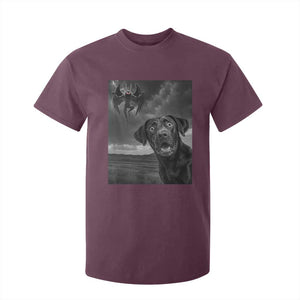 Funny Labrador Selfie With Mothman T Shirt For Kid Cryptid Gift TS12 Maroon Print Your Wear