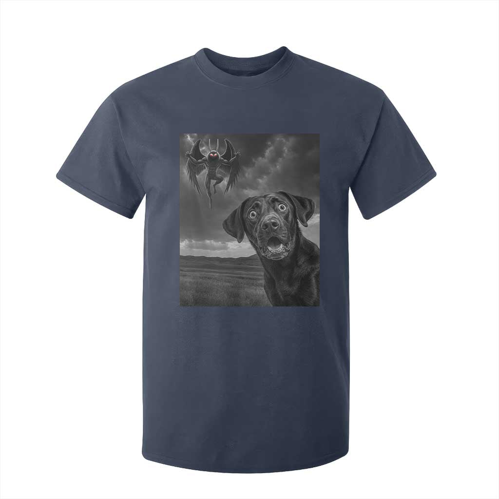 Funny Labrador Selfie With Mothman T Shirt For Kid Cryptid Gift TS12 Navy Print Your Wear