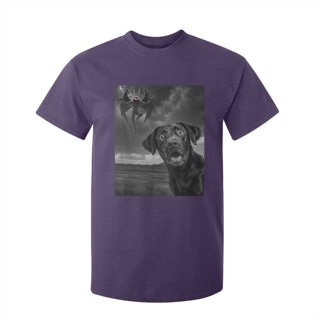 Funny Labrador Selfie With Mothman T Shirt For Kid Cryptid Gift TS12 Purple Print Your Wear
