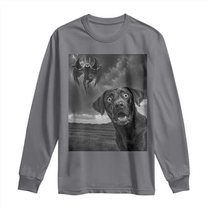 Funny Labrador Selfie With Mothman Long Sleeve Shirt Cryptid Gift TS12 Charcoal Print Your Wear