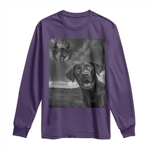 Funny Labrador Selfie With Mothman Long Sleeve Shirt Cryptid Gift TS12 Purple Print Your Wear