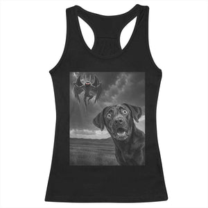 Funny Labrador Selfie With Mothman Racerback Tank Top Cryptid Gift TS12 Black Print Your Wear