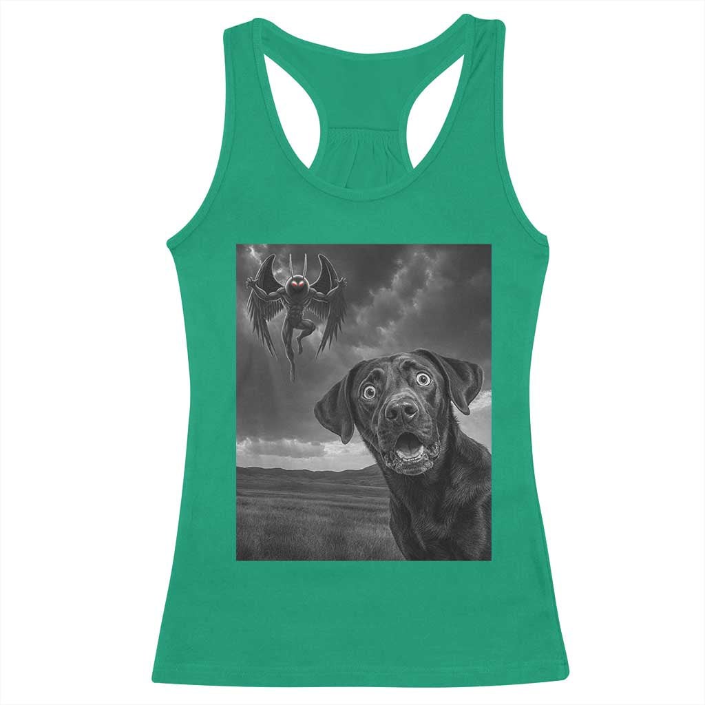Funny Labrador Selfie With Mothman Racerback Tank Top Cryptid Gift TS12 Irish Green Print Your Wear
