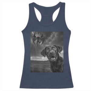 Funny Labrador Selfie With Mothman Racerback Tank Top Cryptid Gift TS12 Navy Print Your Wear