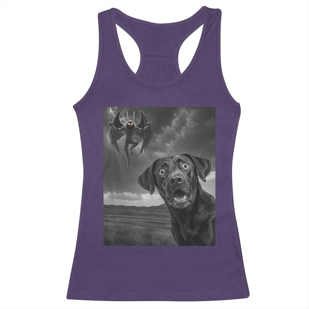 Funny Labrador Selfie With Mothman Racerback Tank Top Cryptid Gift TS12 Purple Print Your Wear