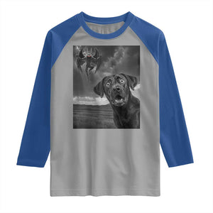 Funny Labrador Selfie With Mothman Raglan Shirt Cryptid Gift TS12 Sport Gray Royal Print Your Wear