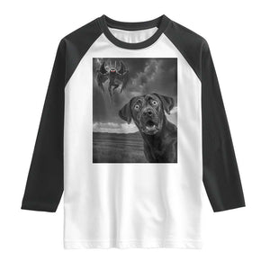 Funny Labrador Selfie With Mothman Raglan Shirt Cryptid Gift TS12 White Black Print Your Wear