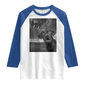 Funny Labrador Selfie With Mothman Raglan Shirt Cryptid Gift TS12 White Royal Print Your Wear