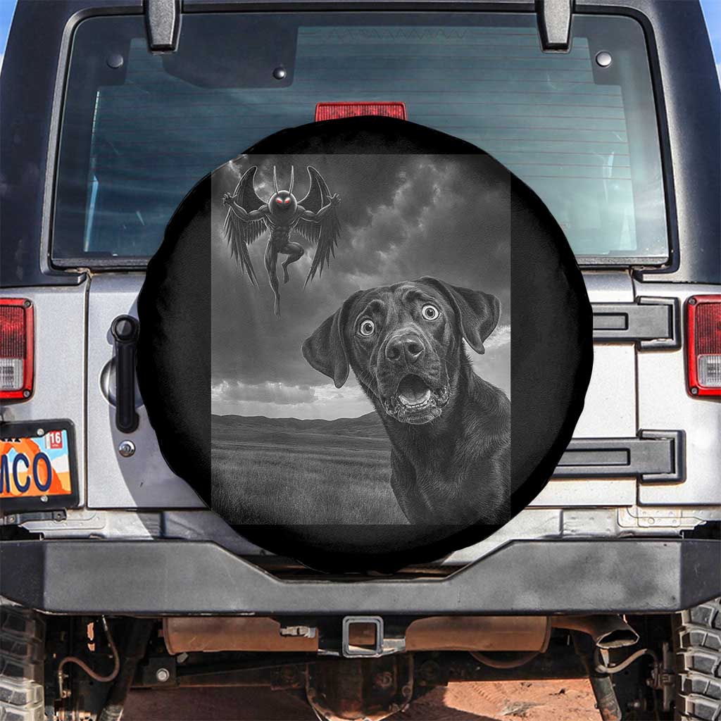 Funny Labrador Selfie With Mothman Spare Tire Cover Cryptid Gift TS12 No hole Black Print Your Wear