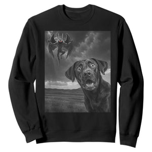 Funny Labrador Selfie With Mothman Sweatshirt Cryptid Gift TS12 Black Print Your Wear