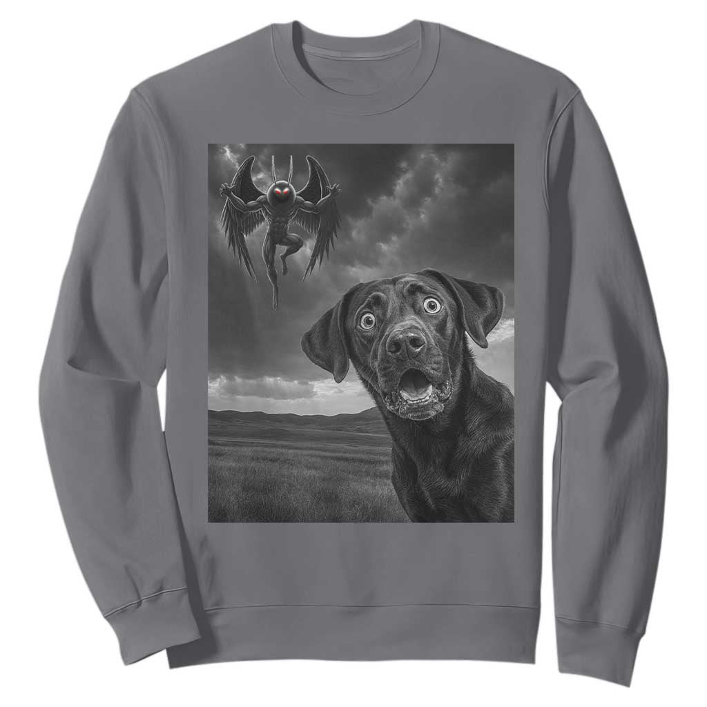 Funny Labrador Selfie With Mothman Sweatshirt Cryptid Gift TS12 Charcoal Print Your Wear