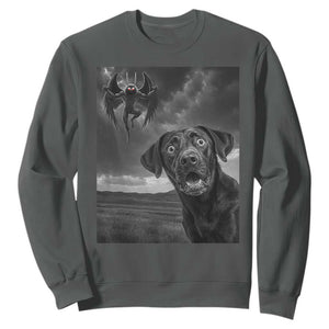 Funny Labrador Selfie With Mothman Sweatshirt Cryptid Gift TS12 Dark Heather Print Your Wear