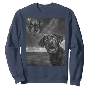Funny Labrador Selfie With Mothman Sweatshirt Cryptid Gift TS12 Navy Print Your Wear