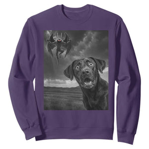 Funny Labrador Selfie With Mothman Sweatshirt Cryptid Gift TS12 Purple Print Your Wear
