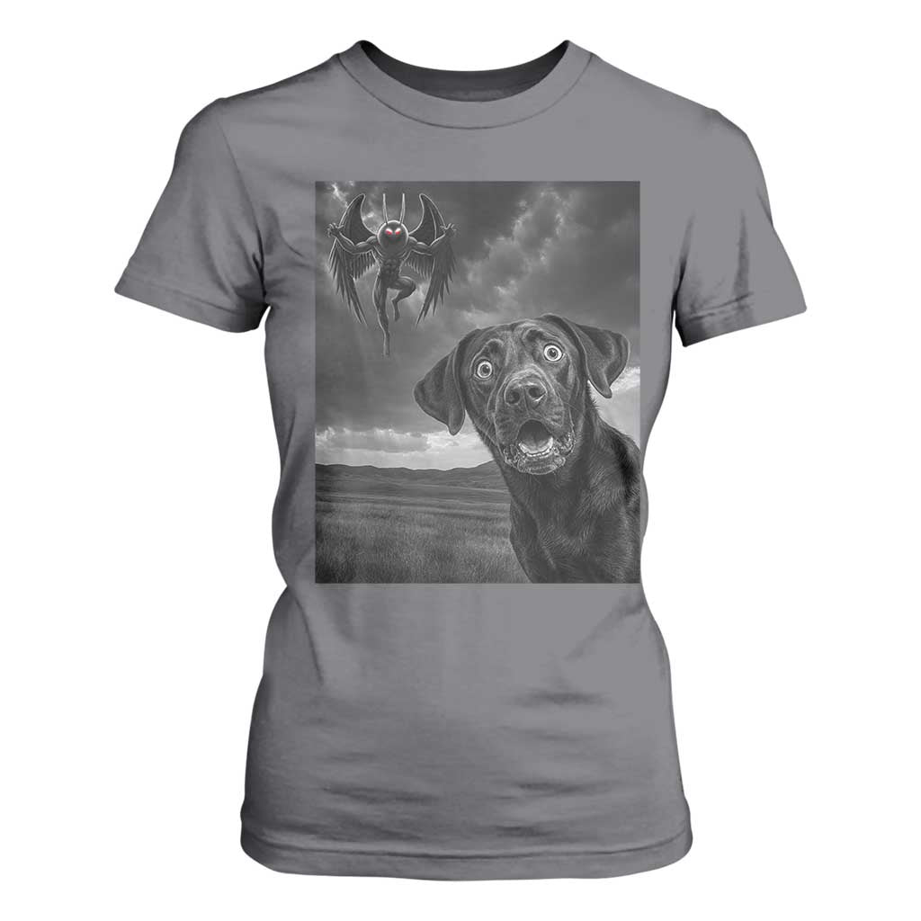 Funny Labrador Selfie With Mothman T Shirt For Women Cryptid Gift TS12 Charcoal Print Your Wear