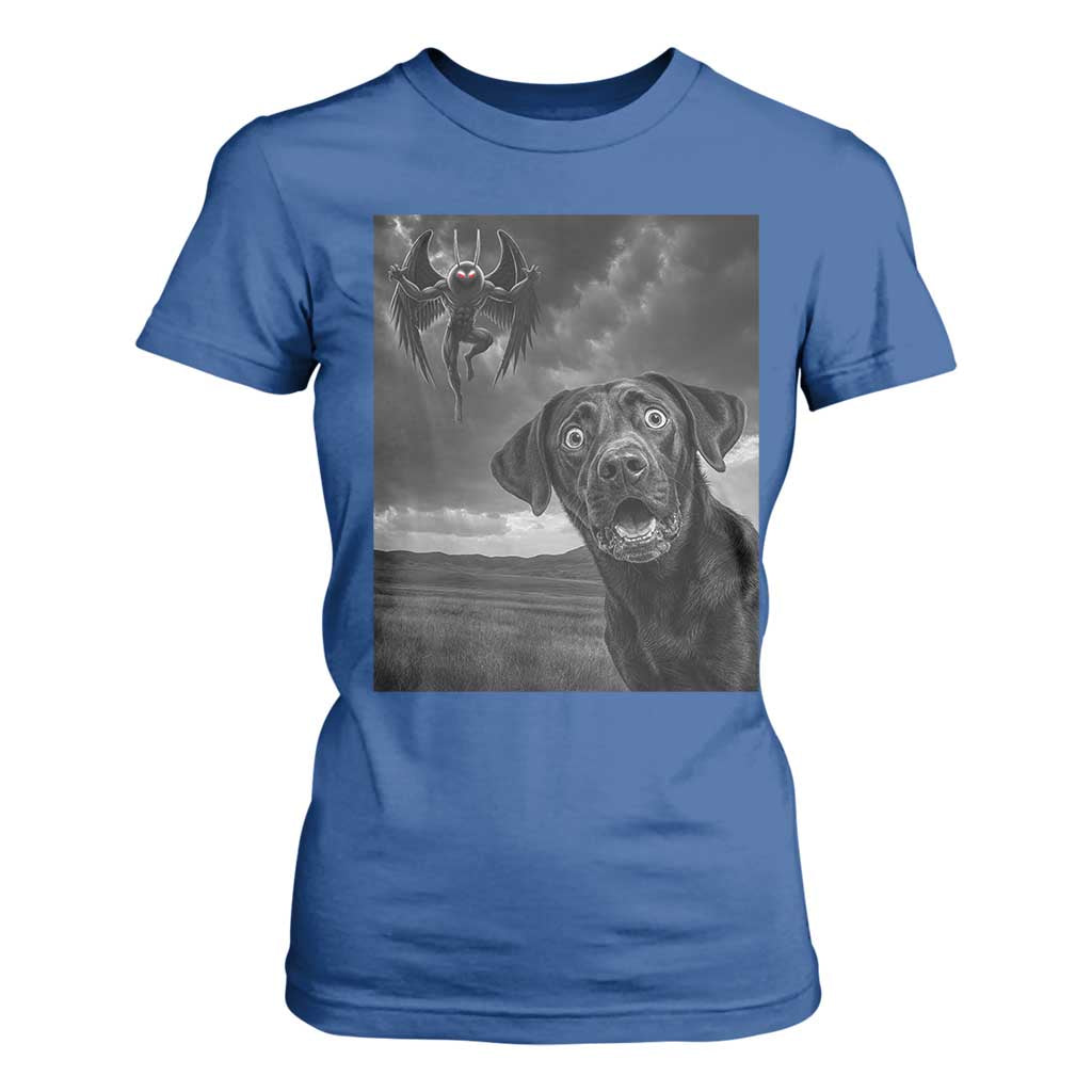 Funny Labrador Selfie With Mothman T Shirt For Women Cryptid Gift TS12 Royal Blue Print Your Wear
