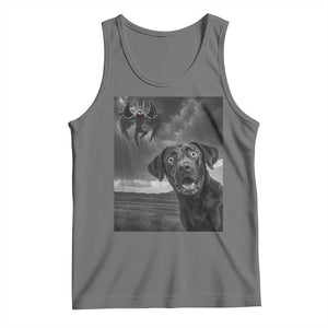 Funny Labrador Selfie With Mothman Tank Top Cryptid Gift TS12 Black Heather Print Your Wear