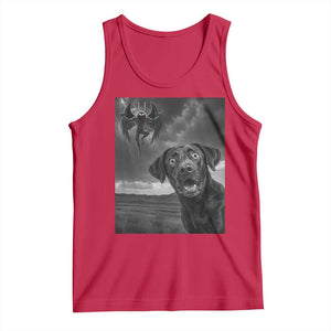 Funny Labrador Selfie With Mothman Tank Top Cryptid Gift TS12 Red Print Your Wear
