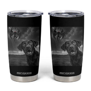 Funny Labrador Selfie With Mothman Tumbler Cup Cryptid Gift TS12 Black Print Your Wear