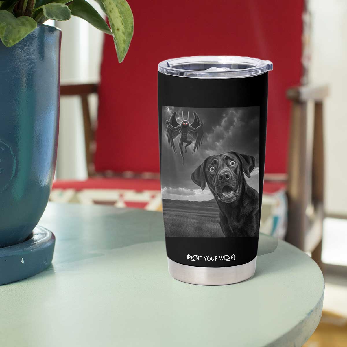 Funny Labrador Selfie With Mothman Tumbler Cup Cryptid Gift TS12 Print Your Wear