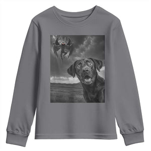 Funny Labrador Selfie With Mothman Youth Sweatshirt Cryptid Gift TS12 Charcoal Print Your Wear