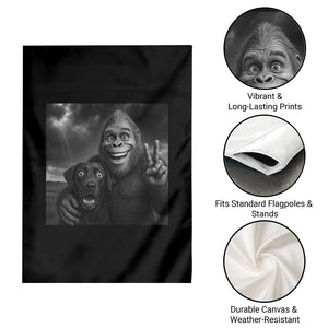 Cute Labrador Selfie With Bigfoot Garden Flag Funny Cryptid TS12 Print Your Wear