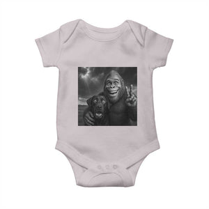 Cute Labrador Selfie With Bigfoot Baby Onesie Funny Cryptid TS12 Ice Gray Print Your Wear